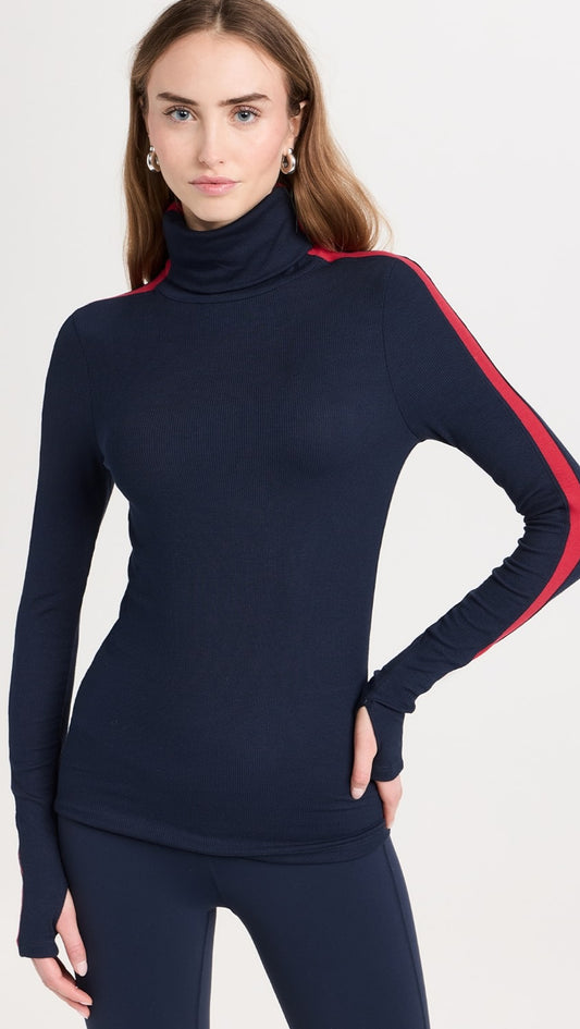 Jackson Rib Turtleneck-Navy/Red