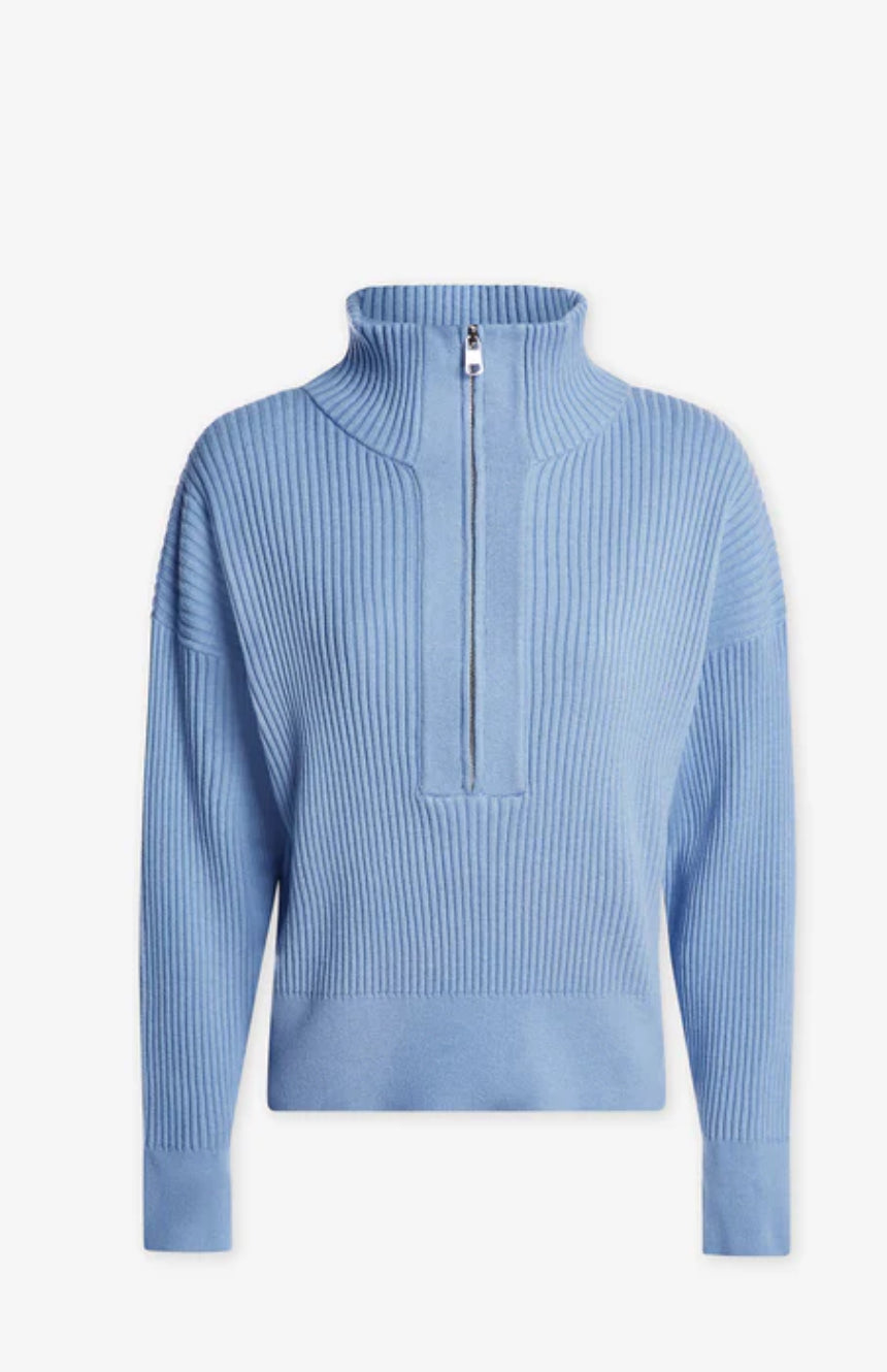 Janie Half Zip Knit- Ashley Blue