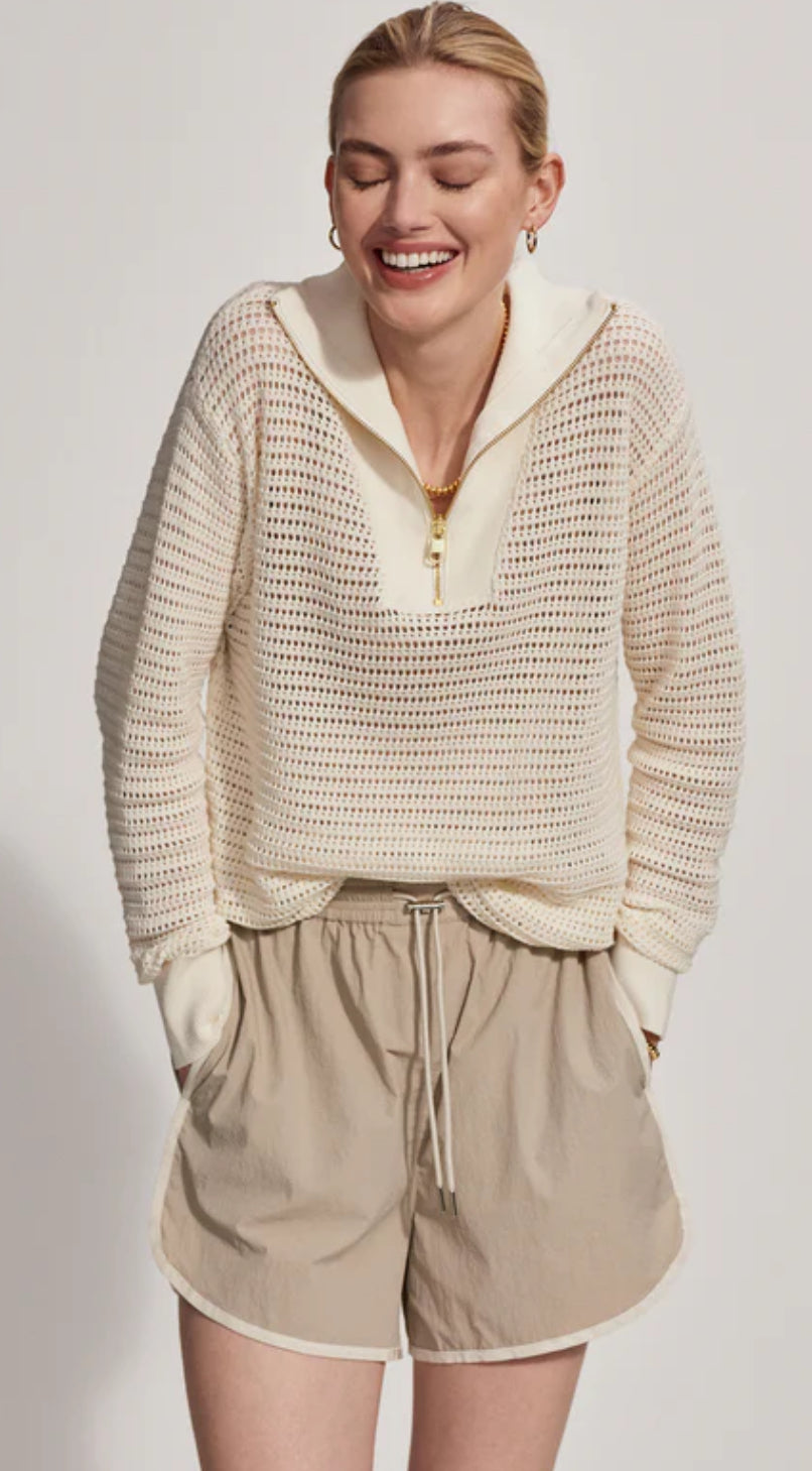 Billy Half Zip Knit- Egret