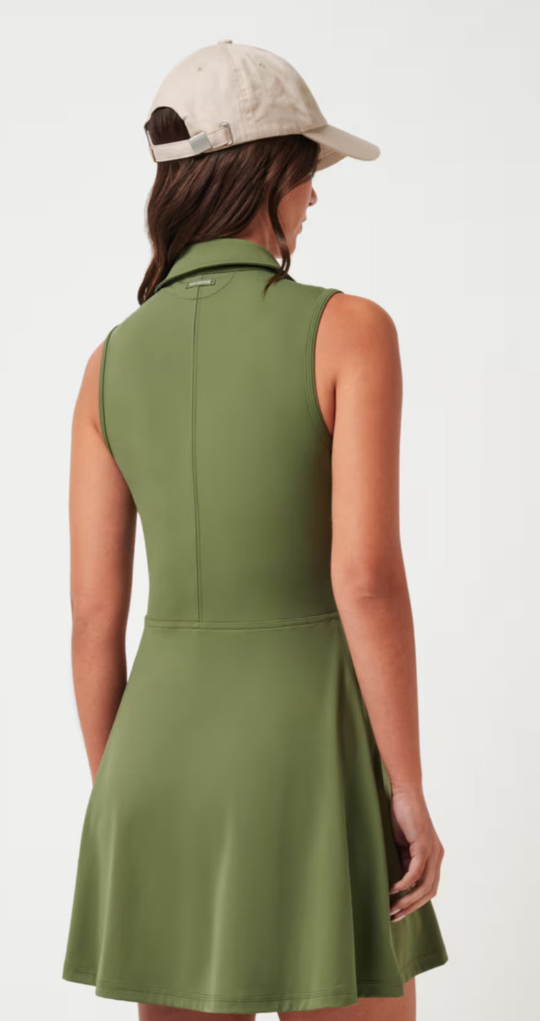 Moveknit Sleeveless Zip Dress- clover