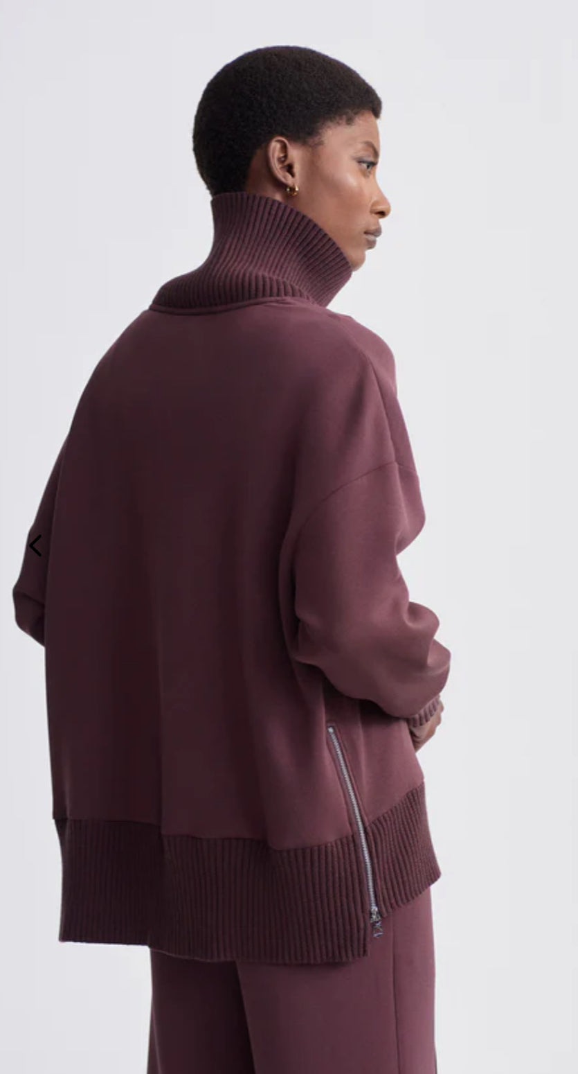 Barker High Neck Sweat-Deep Mahogany