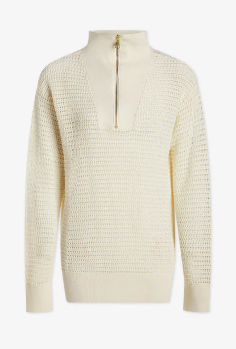 Billy Half Zip Knit- Egret