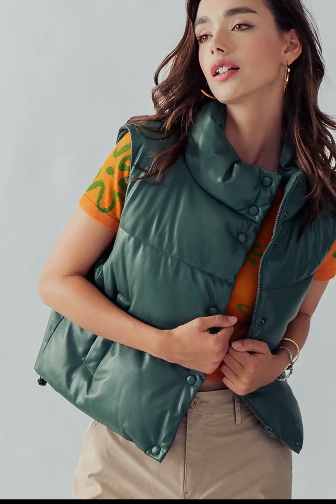 Cropped Vest - Green