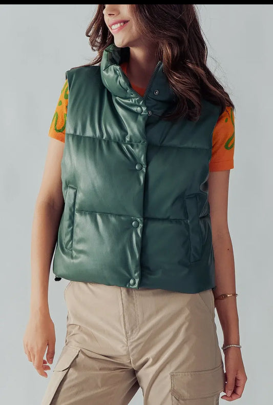 Cropped Vest - Green