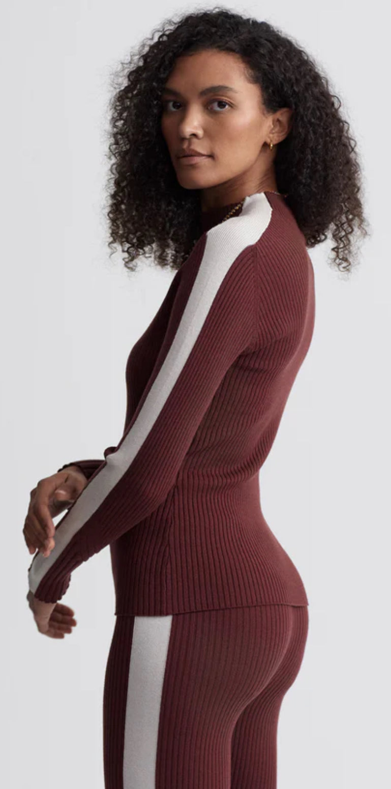 Wilshire Mock Neck Knit- Red Chocolate