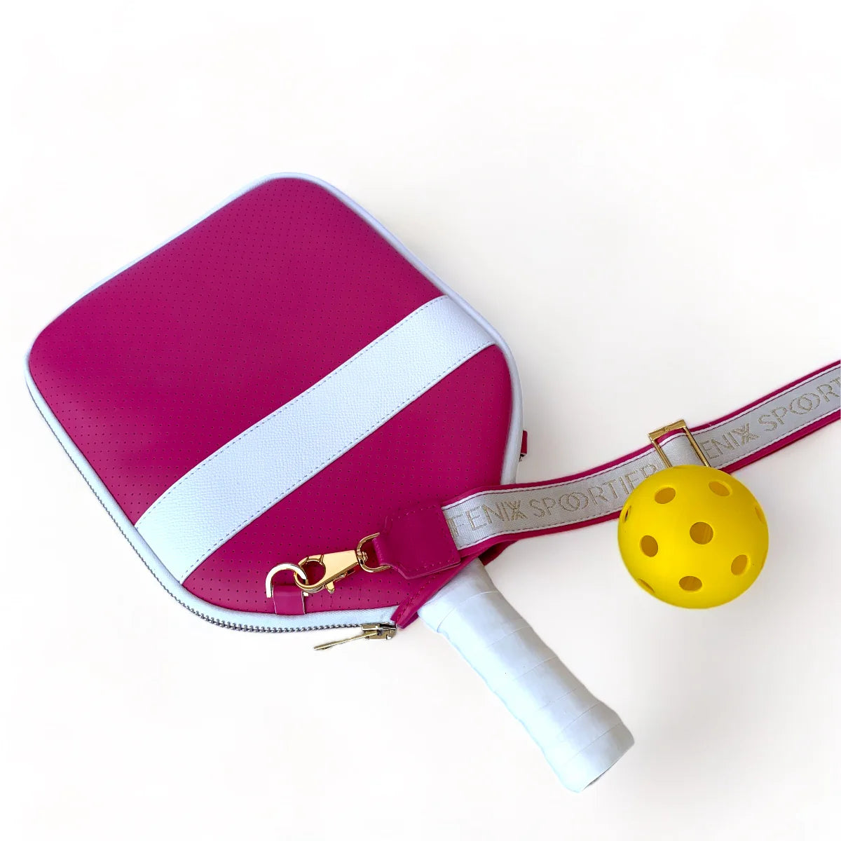 The “Addict” - leather pickleball bag- fuchsia/white