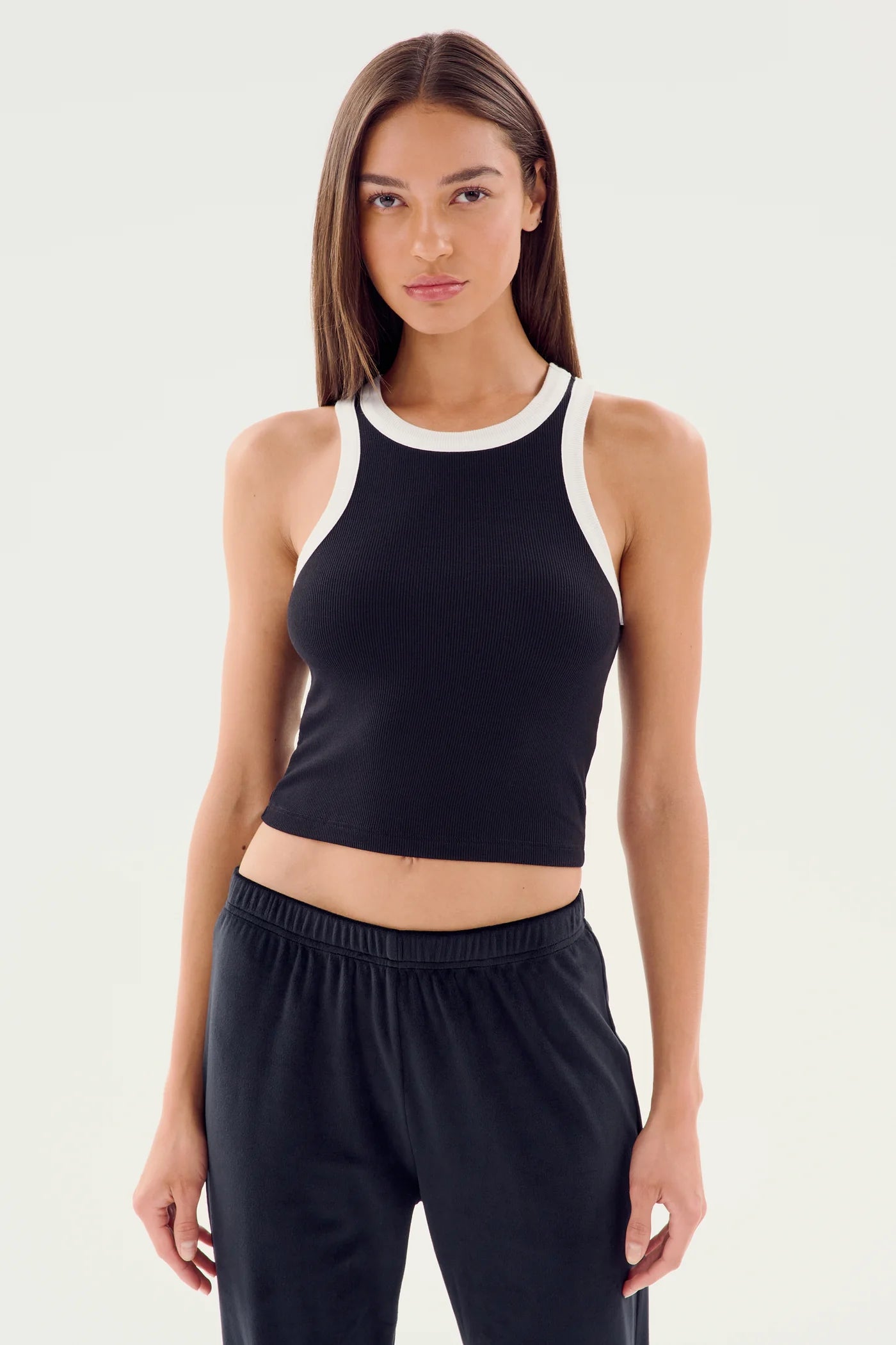 Kiki Rib Crop Tank-black/white