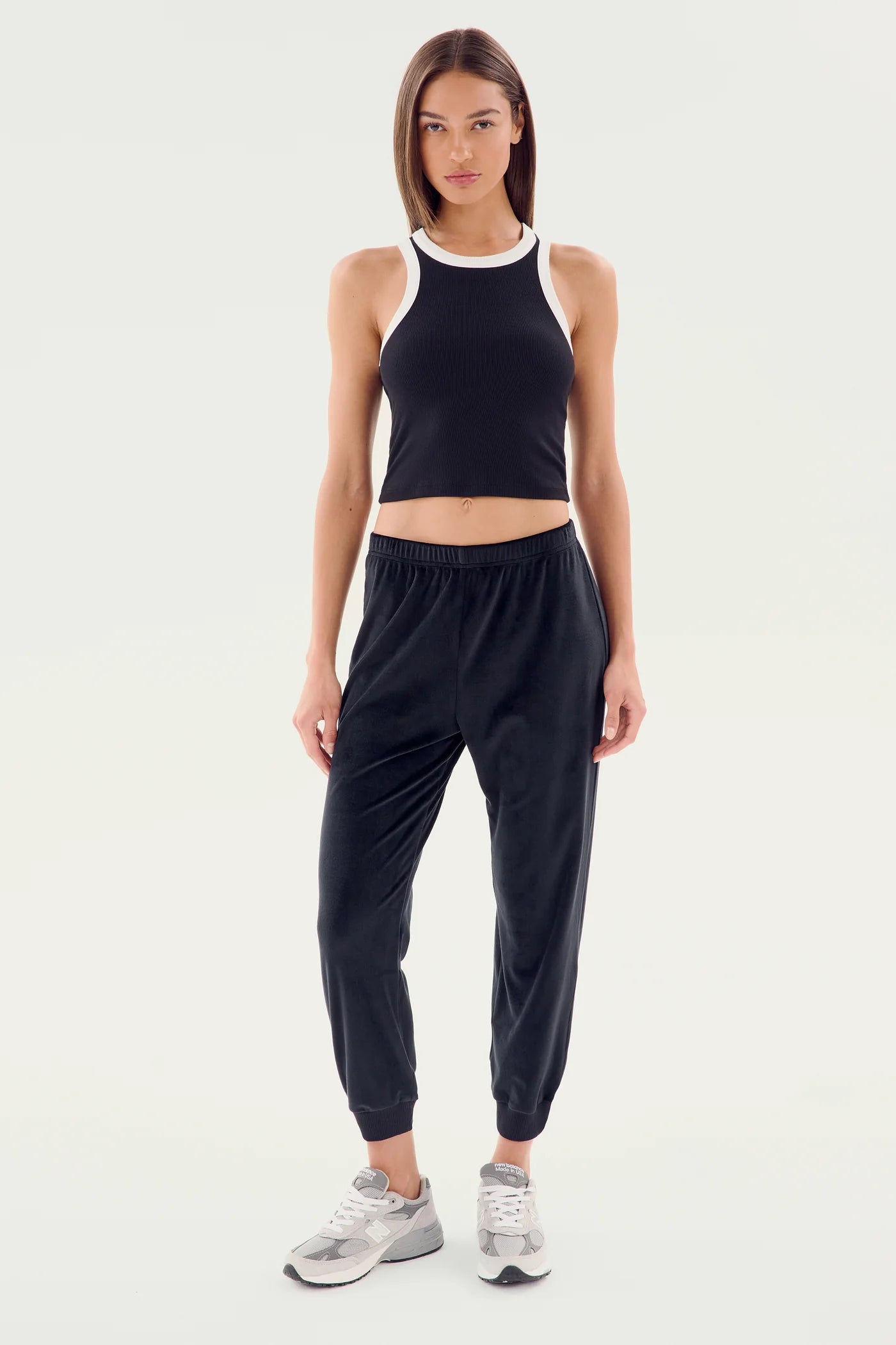 Kiki Rib Crop Tank-black/white