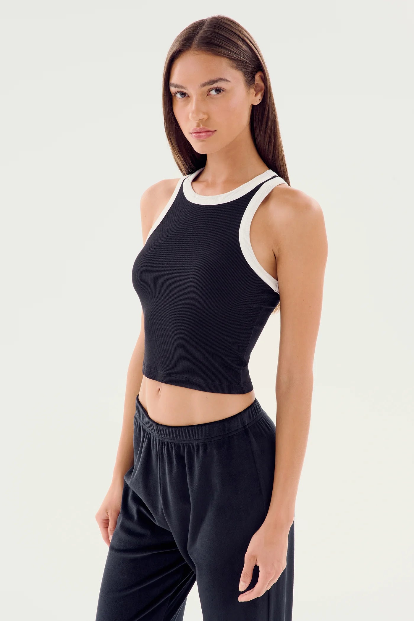 Kiki Rib Crop Tank-black/white