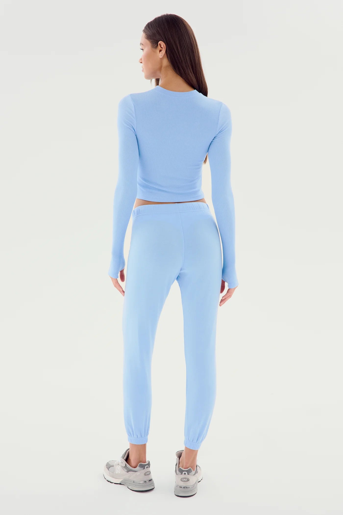 Louise Rib Long Sleeve Crop- skylight