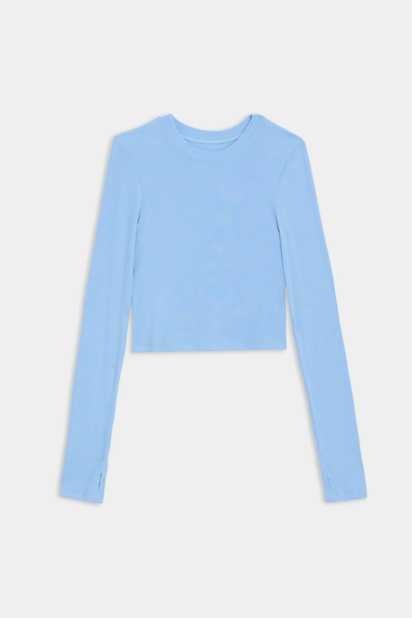 Louise Rib Long Sleeve Crop- skylight