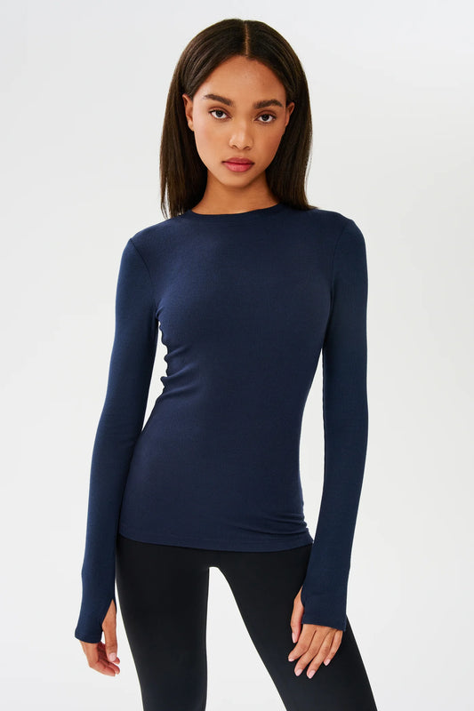 Louise Rib Long Sleeve- indigo