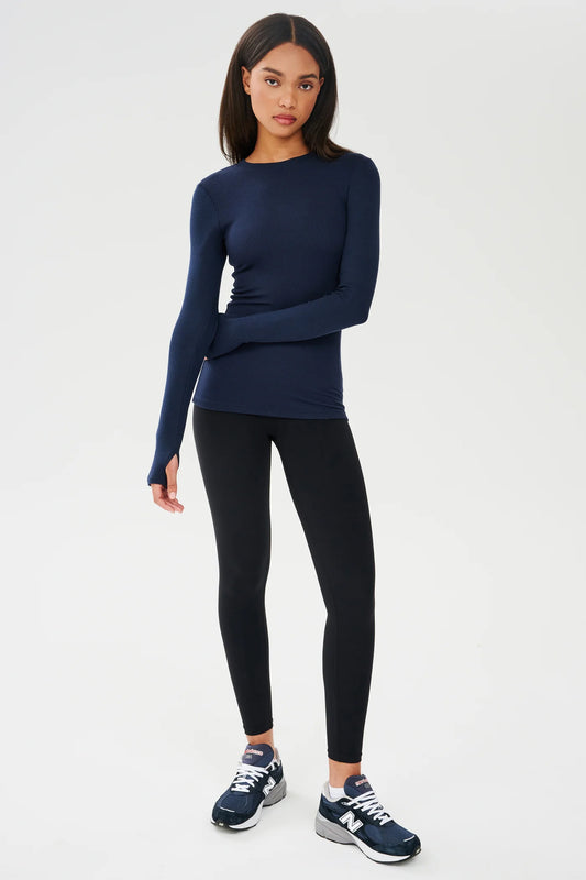 Louise Rib Long Sleeve- indigo