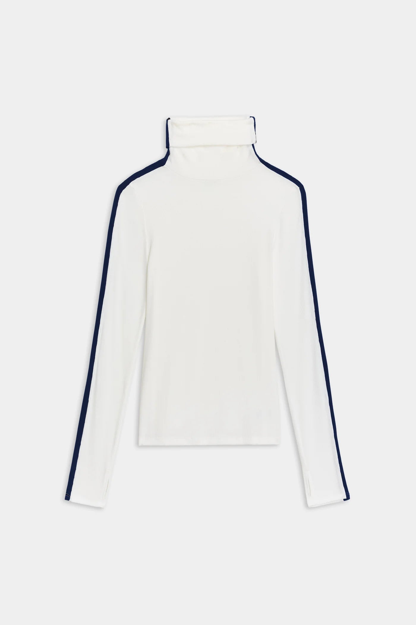 Jackson Rib Turtleneck- White/Indigo