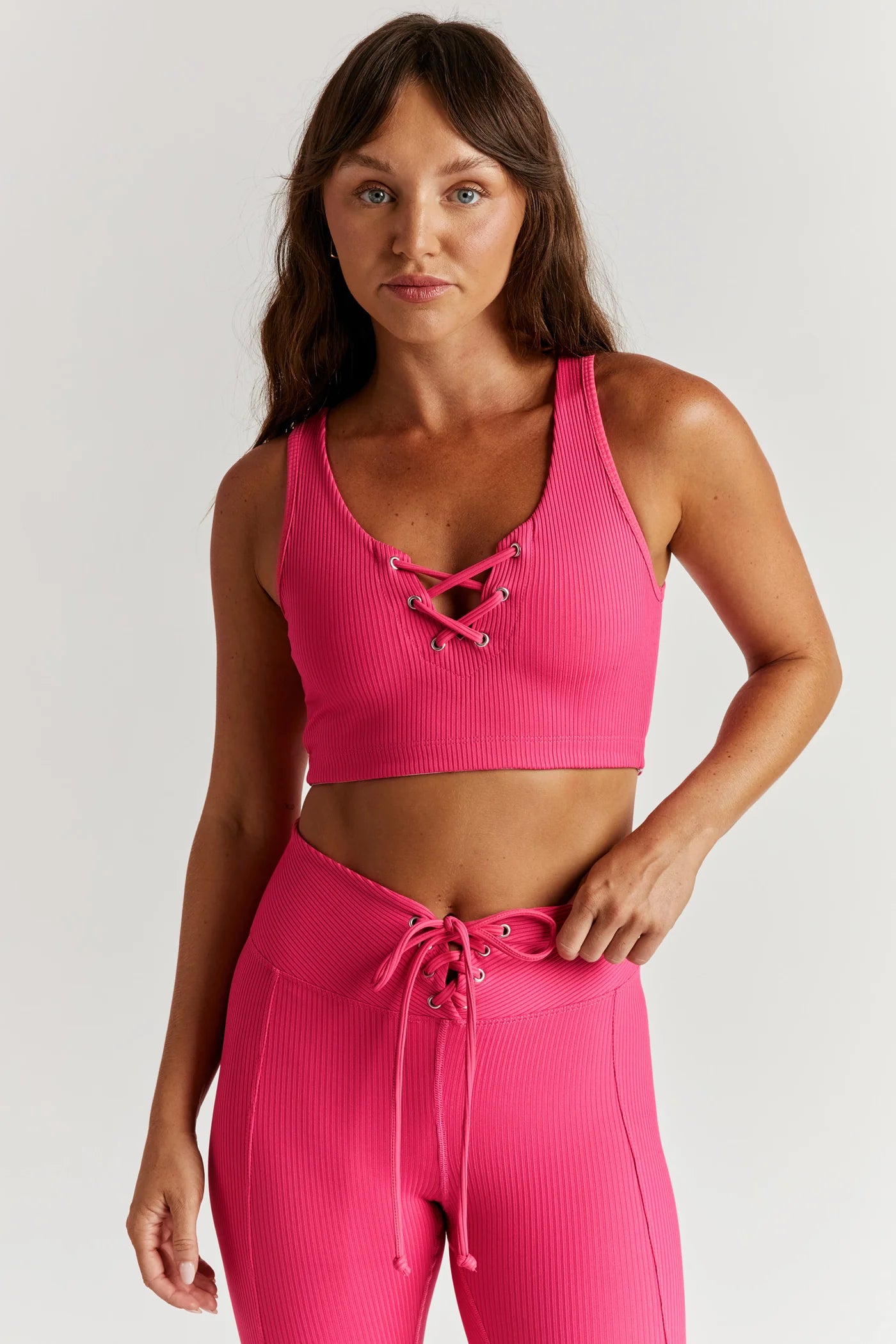 Ribbed Football Bra- Magenta