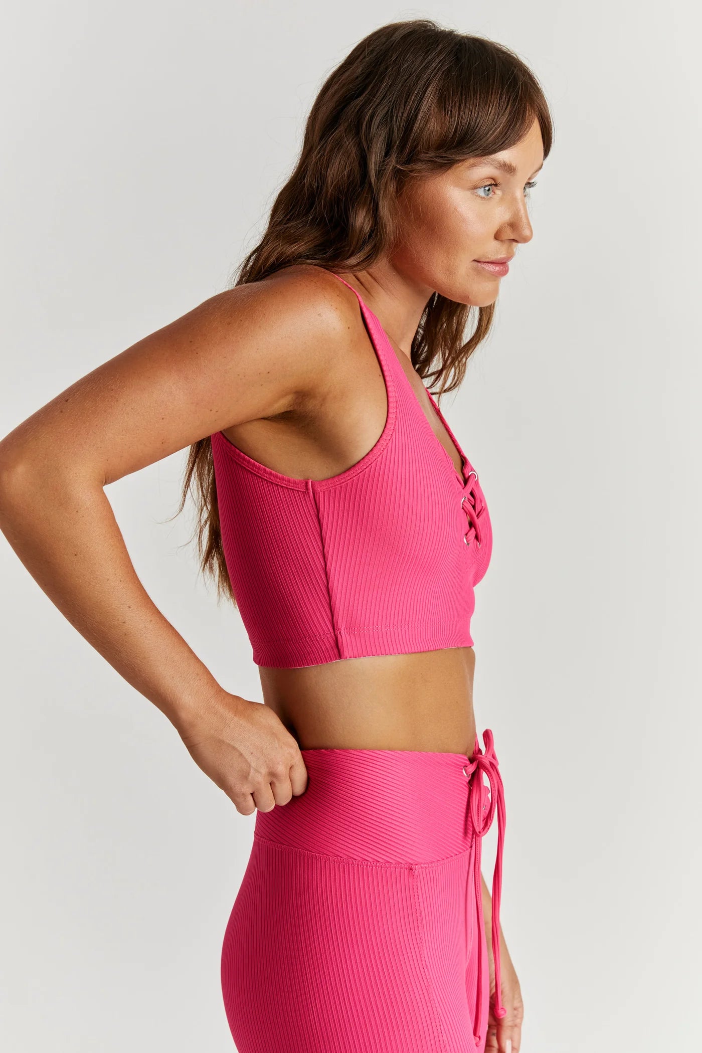 Ribbed Football Bra- Magenta