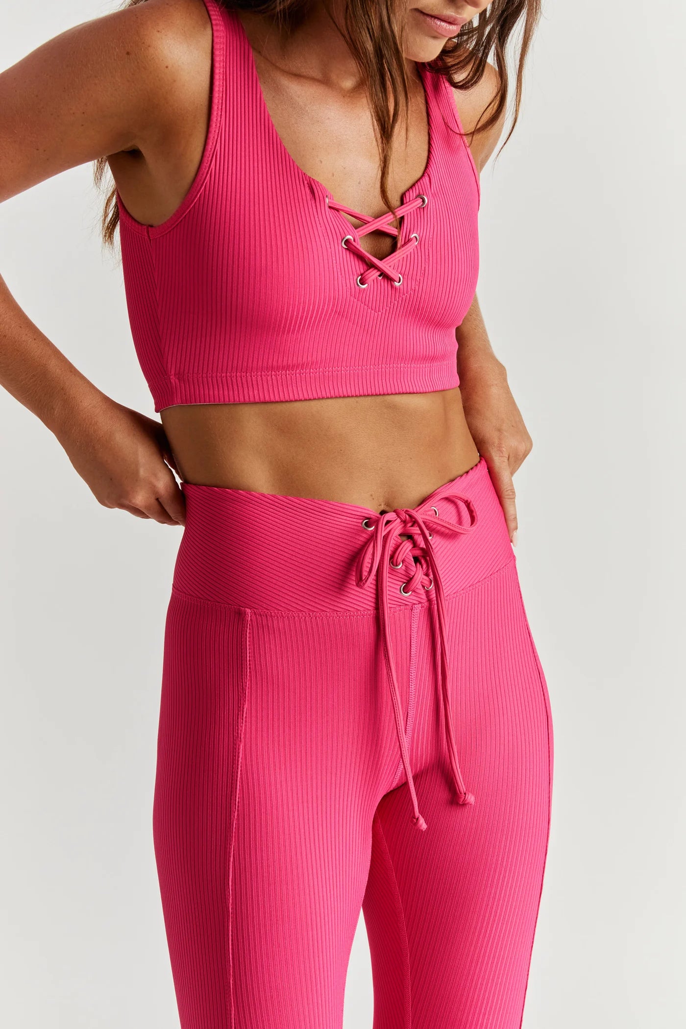 Ribbed Football Bra- Magenta