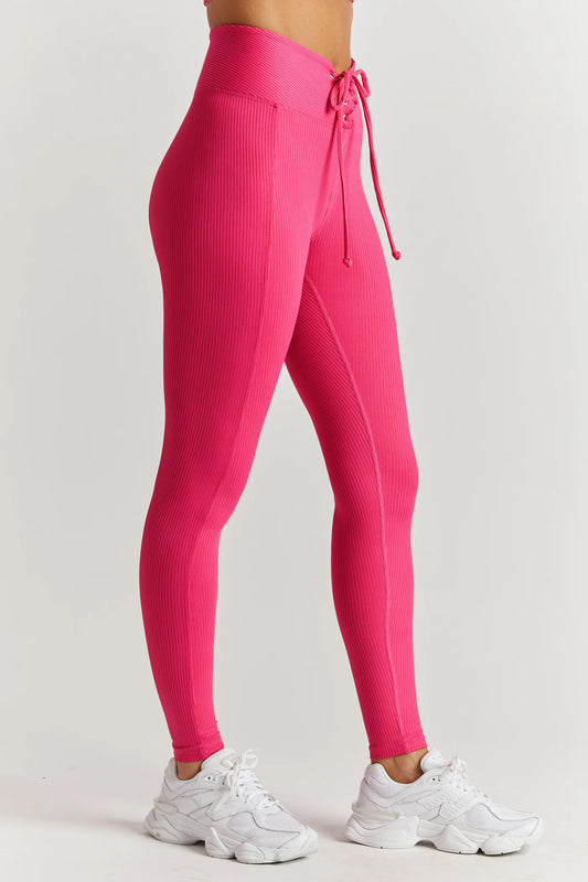 Ribbed Football Leggings-Magenta