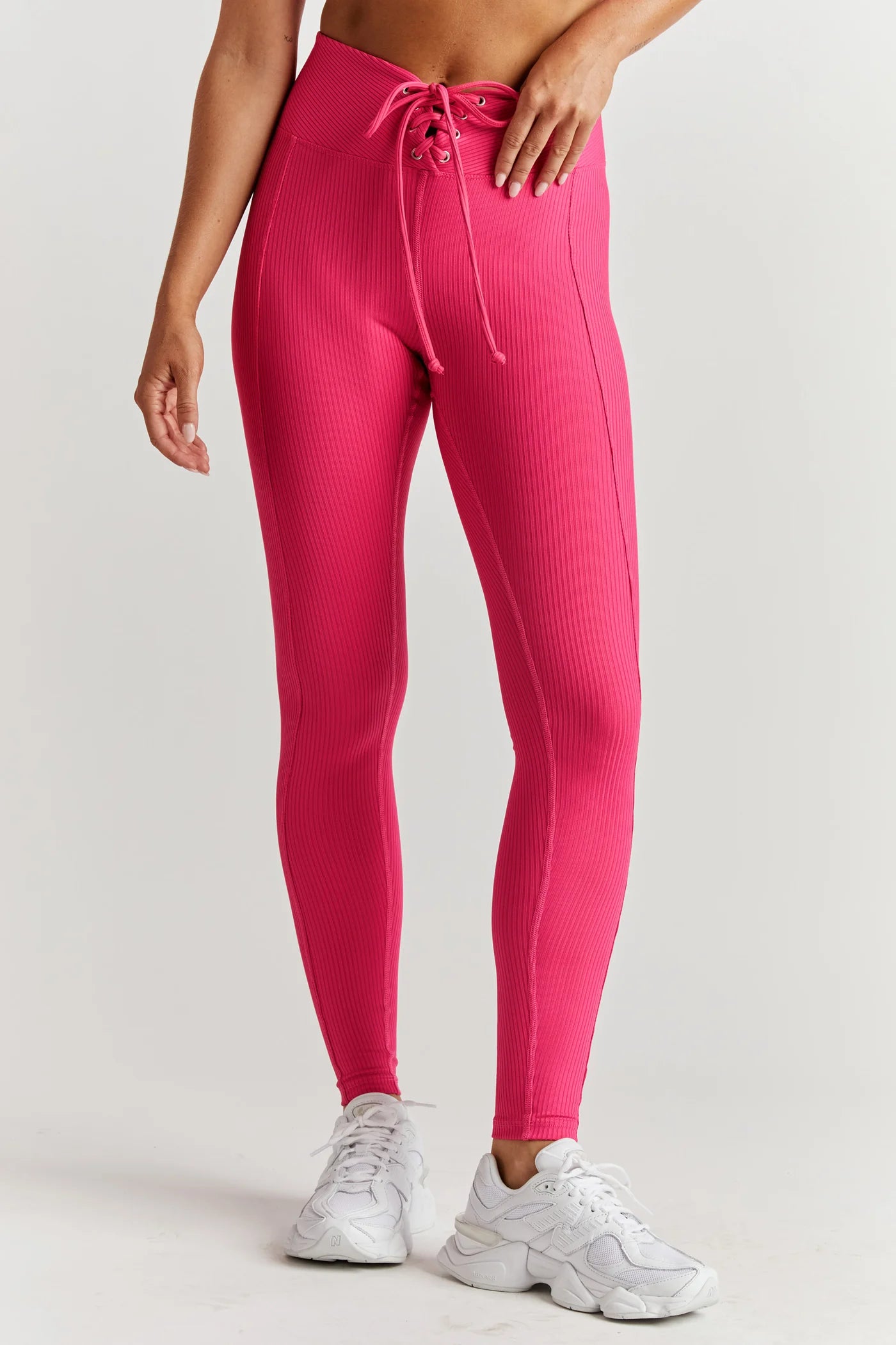 Ribbed Football Leggings-Magenta