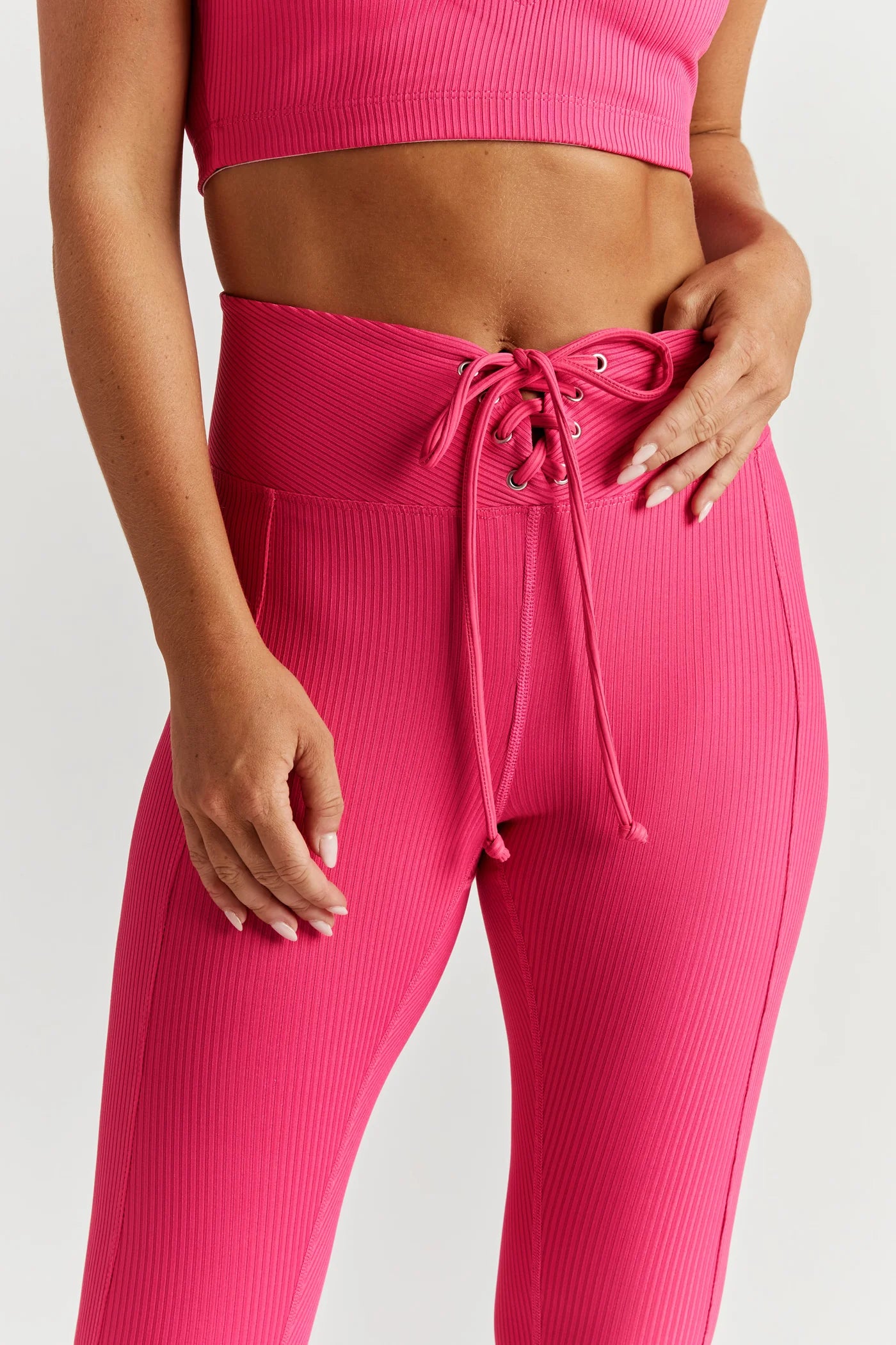 Ribbed Football Leggings-Magenta