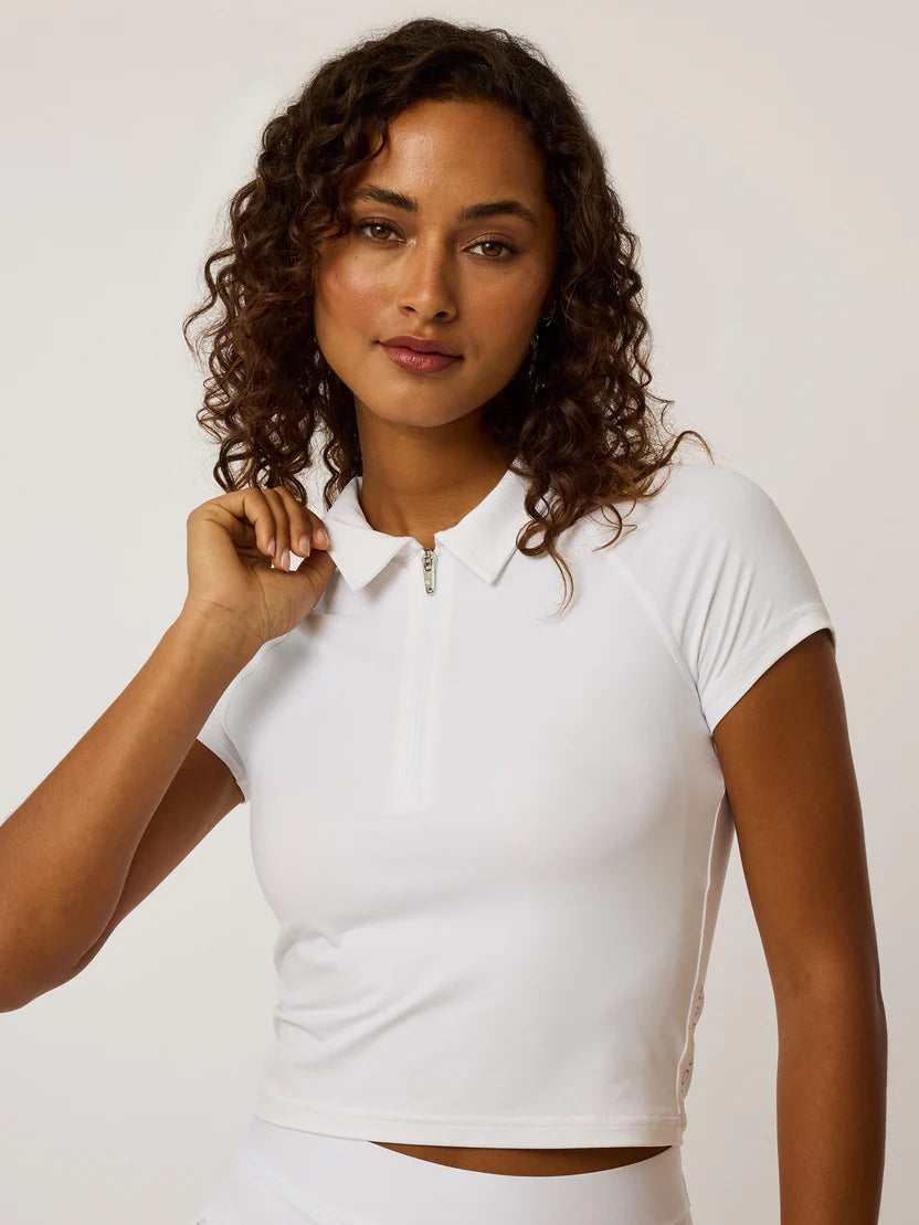 Halley Quarter-Zip Cropped Polo-Artic