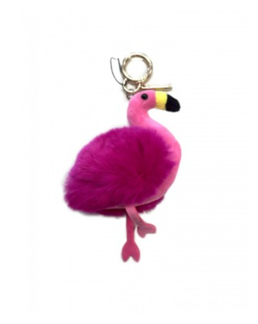 Genuine Mink Flamingo Pom Keychain - Game Set