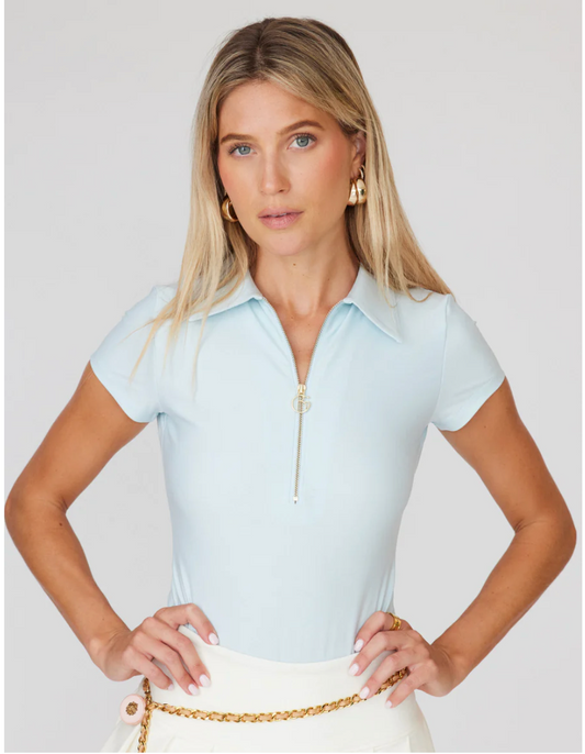 Zip Front Smoothing Bodysuit- Baby Blue