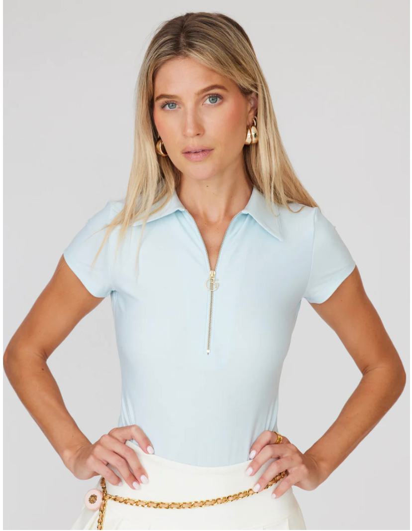 Zip Front Smoothing Bodysuit- Baby Blue
