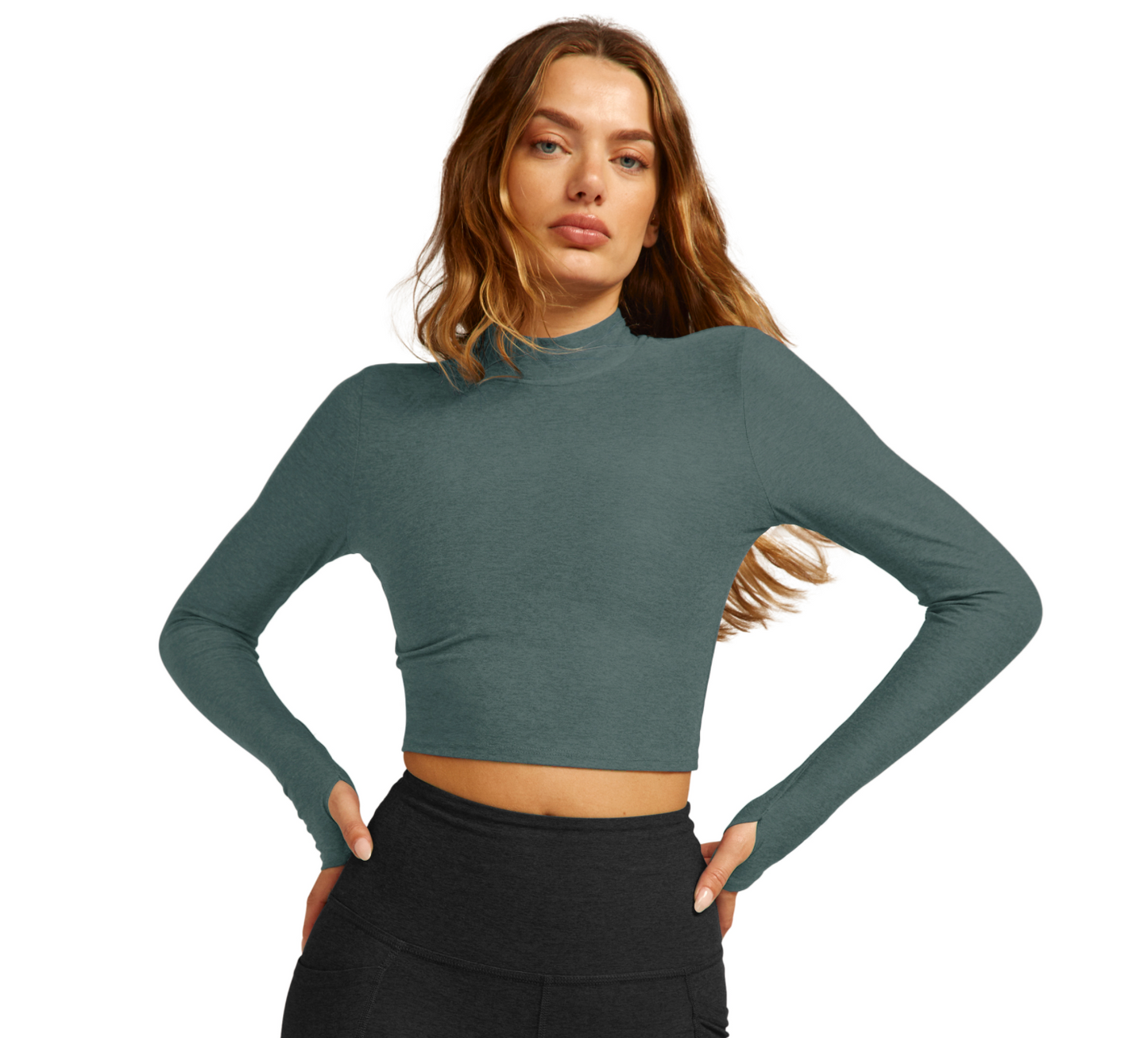Moving On Featherweight Cropped Pullover-Storm Heather