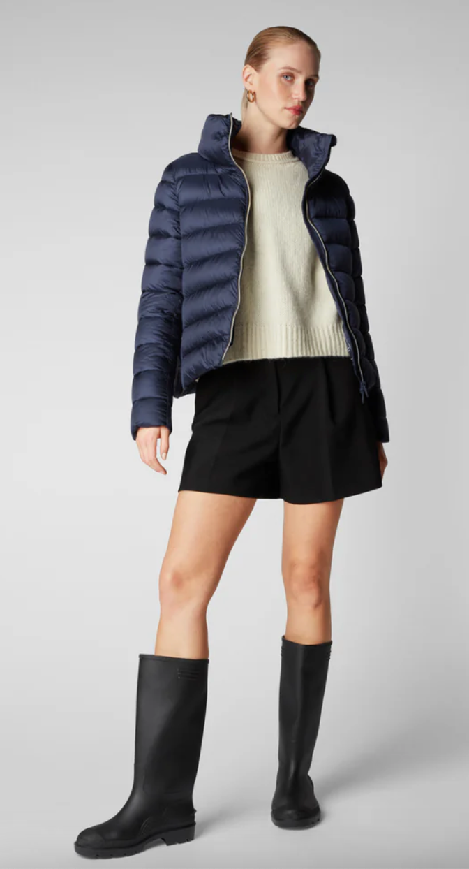 Elise Puffer Jacket-Blue Black