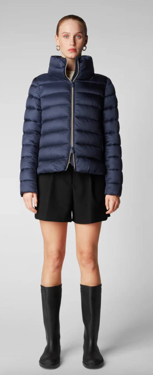 Elise Puffer Jacket-Blue Black