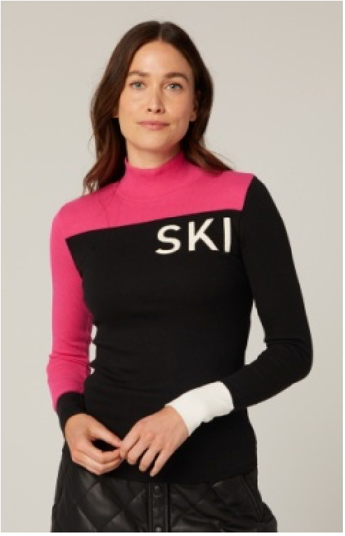 Fallon Mockneck Shirt-Black/Pink