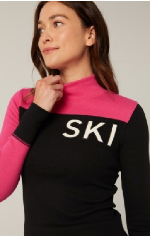 Fallon Mockneck Shirt-Black/Pink