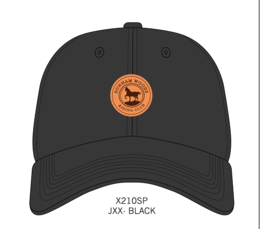 Black hat with tan suede patch