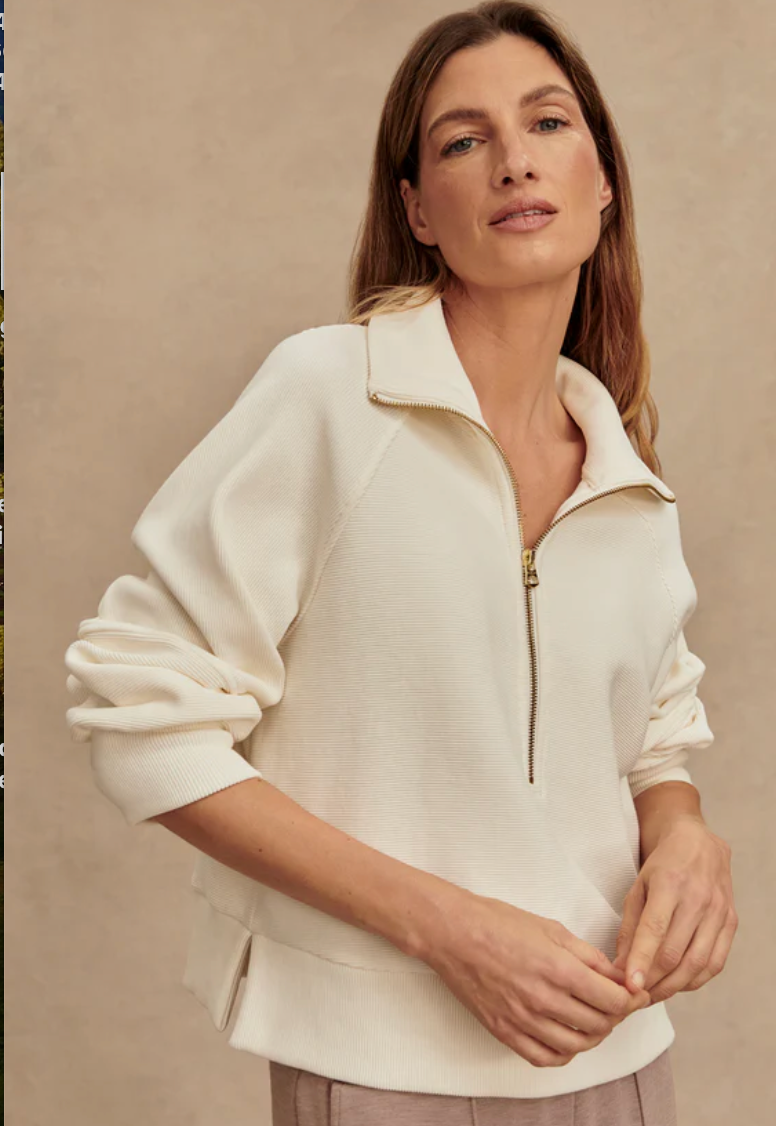 Milano Half-Zip Sweat- Ivory