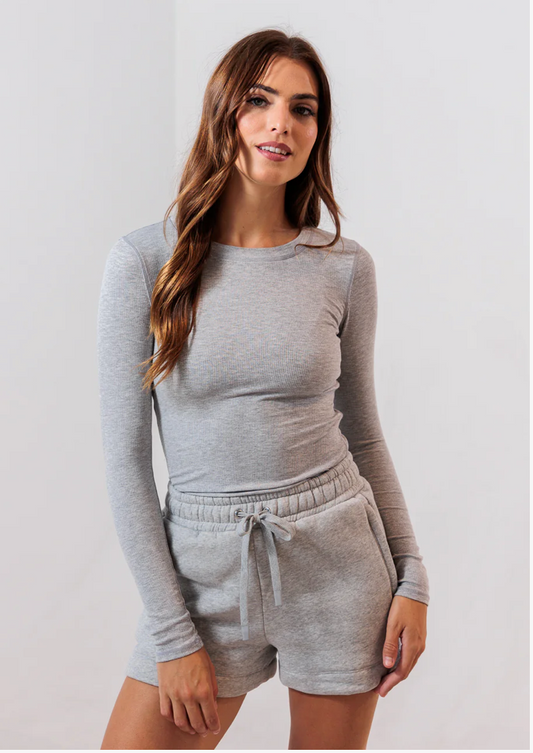 Essential Ribbed Long Sleeve — Cloud Grey