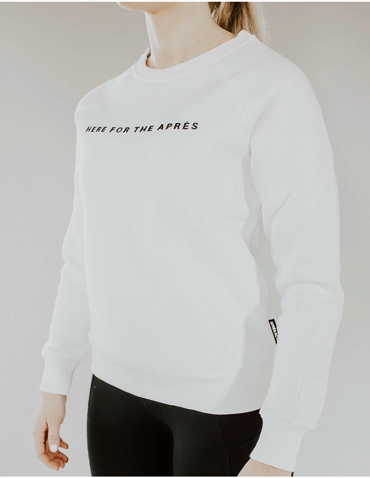 Here for the Après Crewneck-White