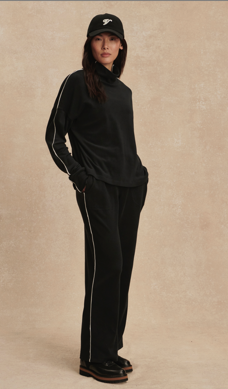 Brushed Rib Straight Leg Pant 28 - Black / Snow White