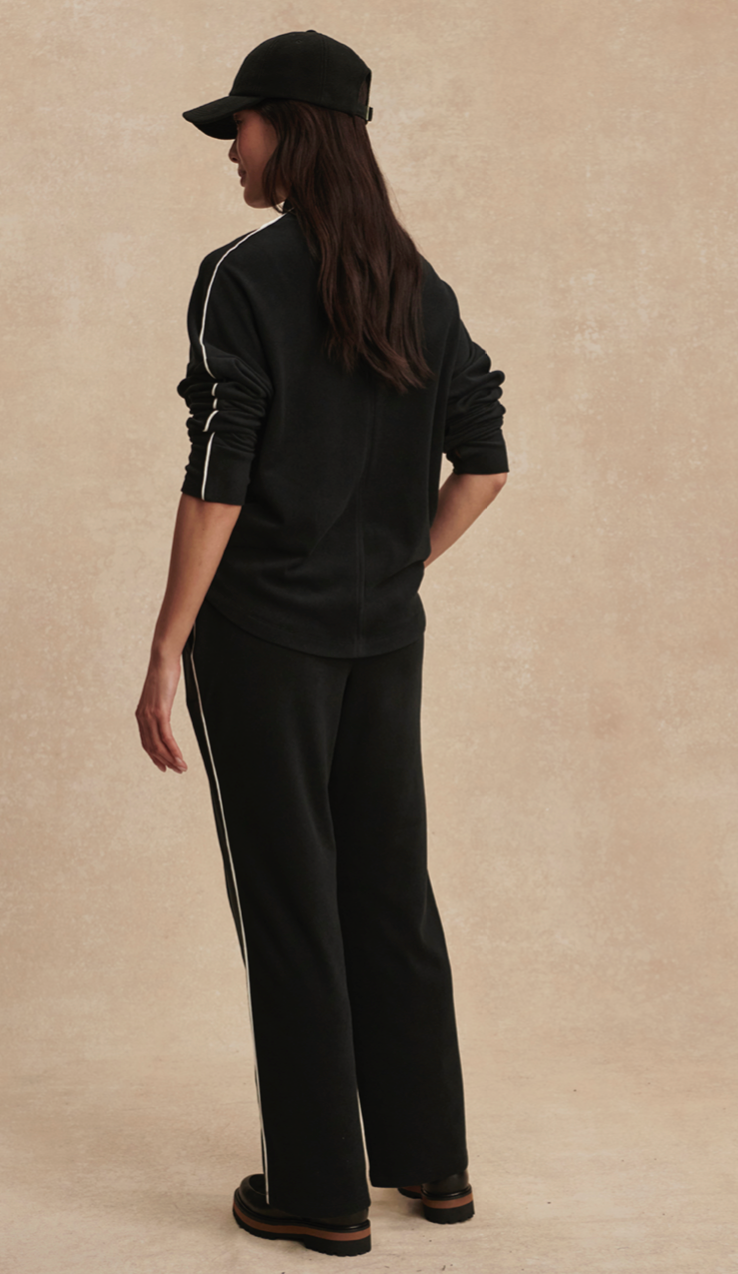 Brushed Rib Straight Leg Pant 28 - Black / Snow White