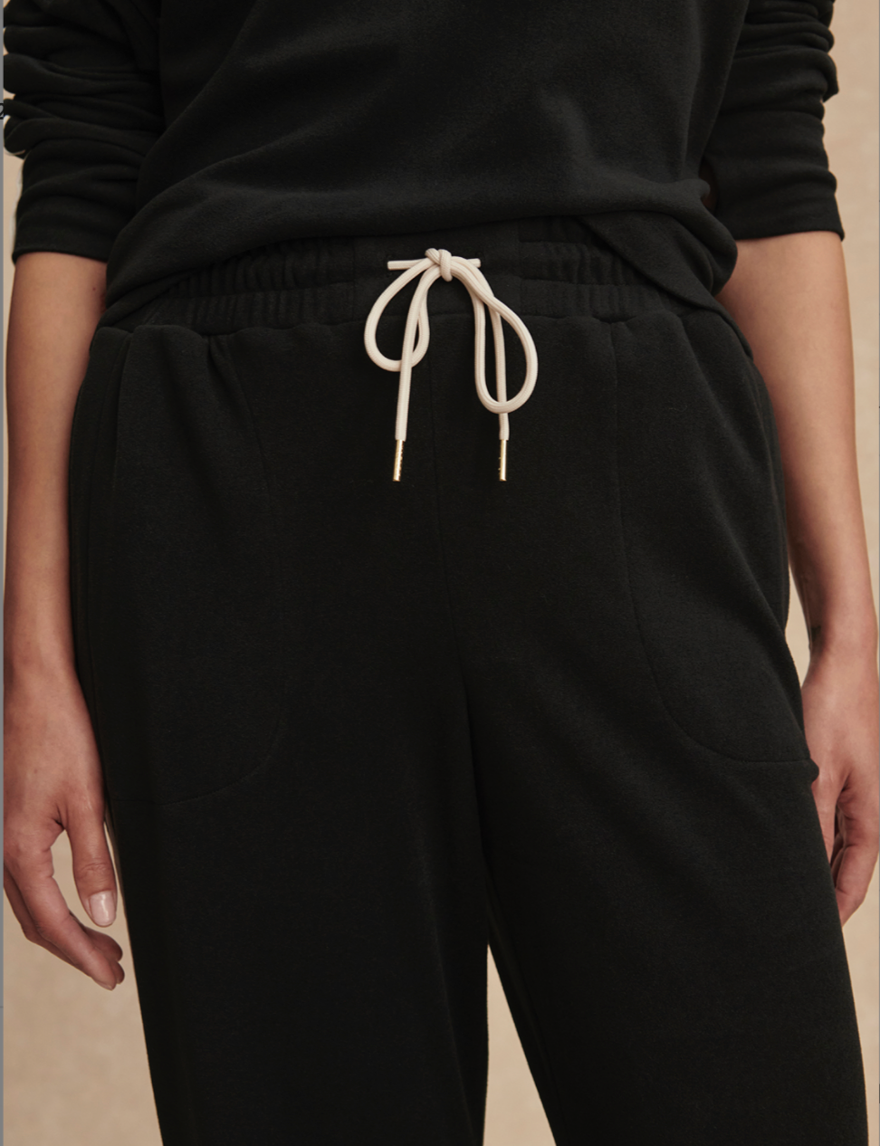 Brushed Rib Straight Leg Pant 28 - Black / Snow White