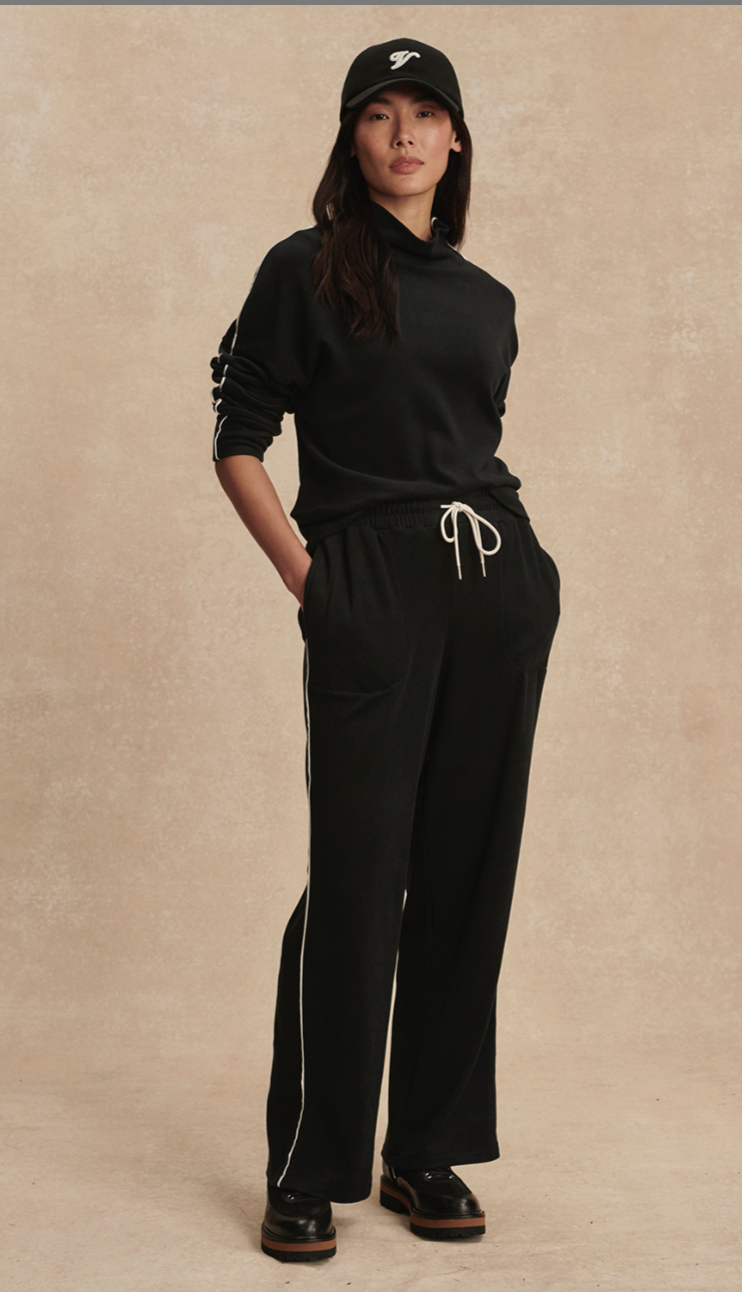 Brushed Rib Straight Leg Pant 28 - Black / Snow White
