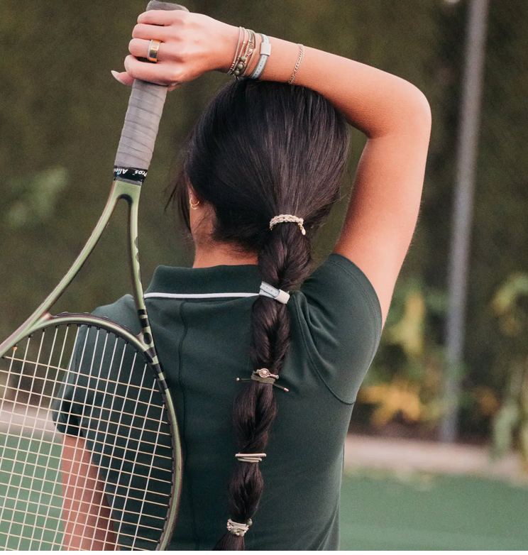Ace" Green and Gold Tennis Racket Charm Hair Tie Bracelets