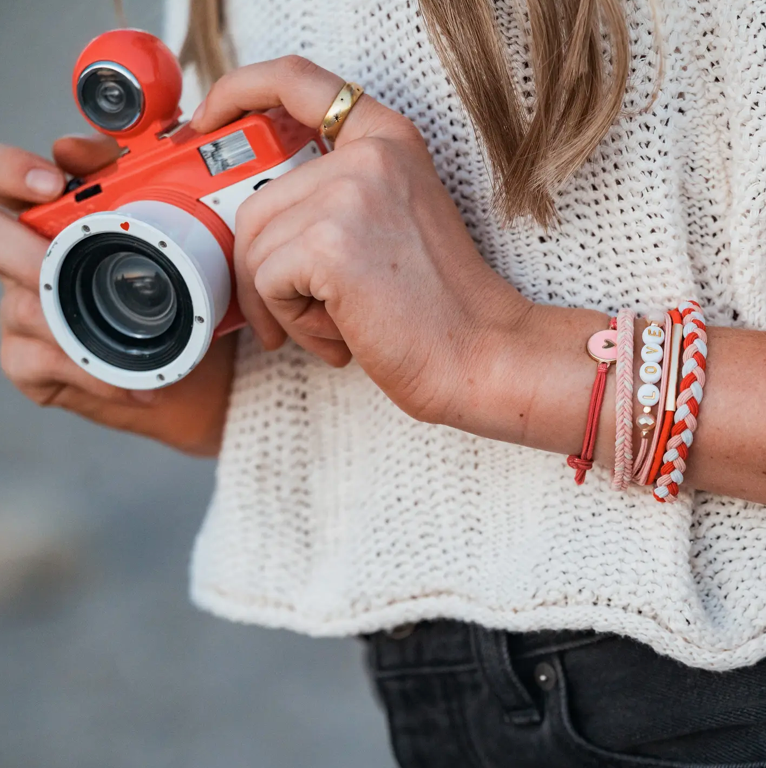"Love" Pink & Red with Hearts Hair Tie Bracelets