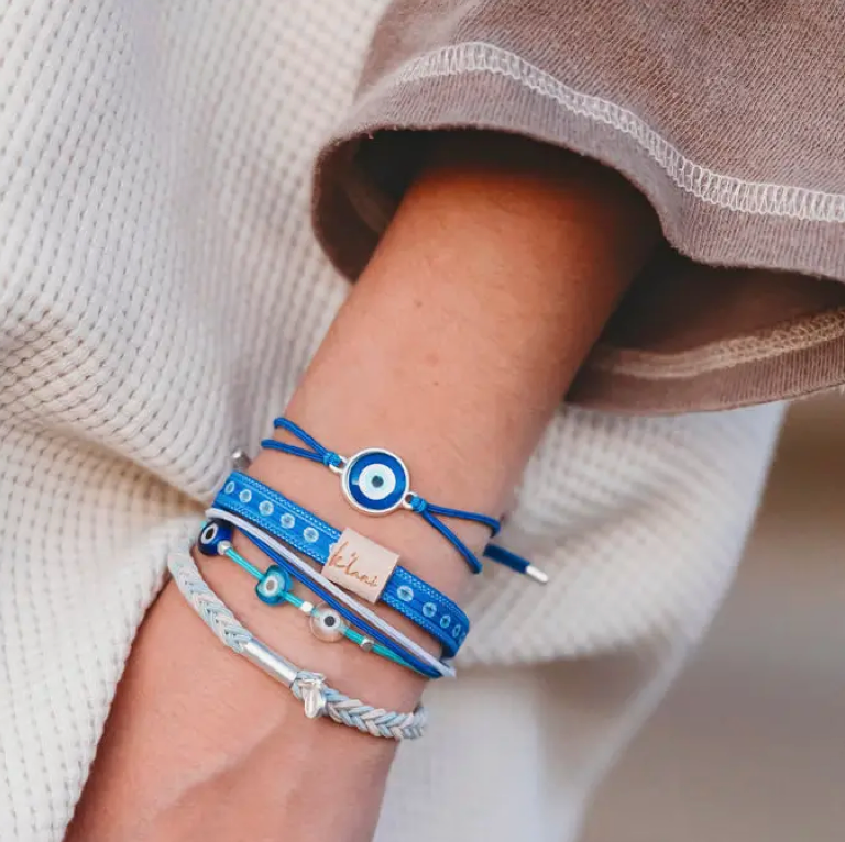 "Resist" Blue Evil Eye Hair Tie Bracelets