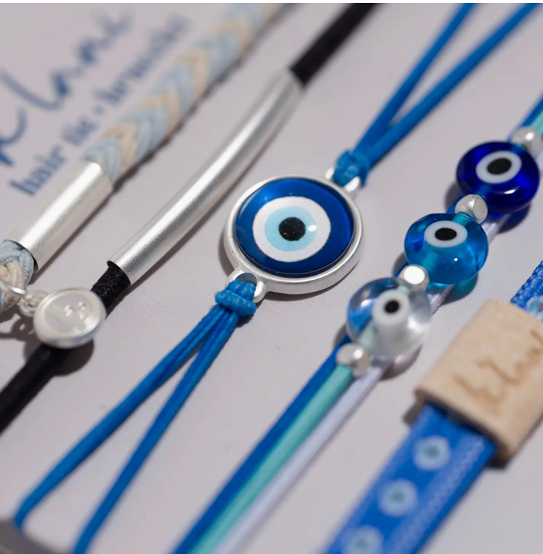 "Resist" Blue Evil Eye Hair Tie Bracelets