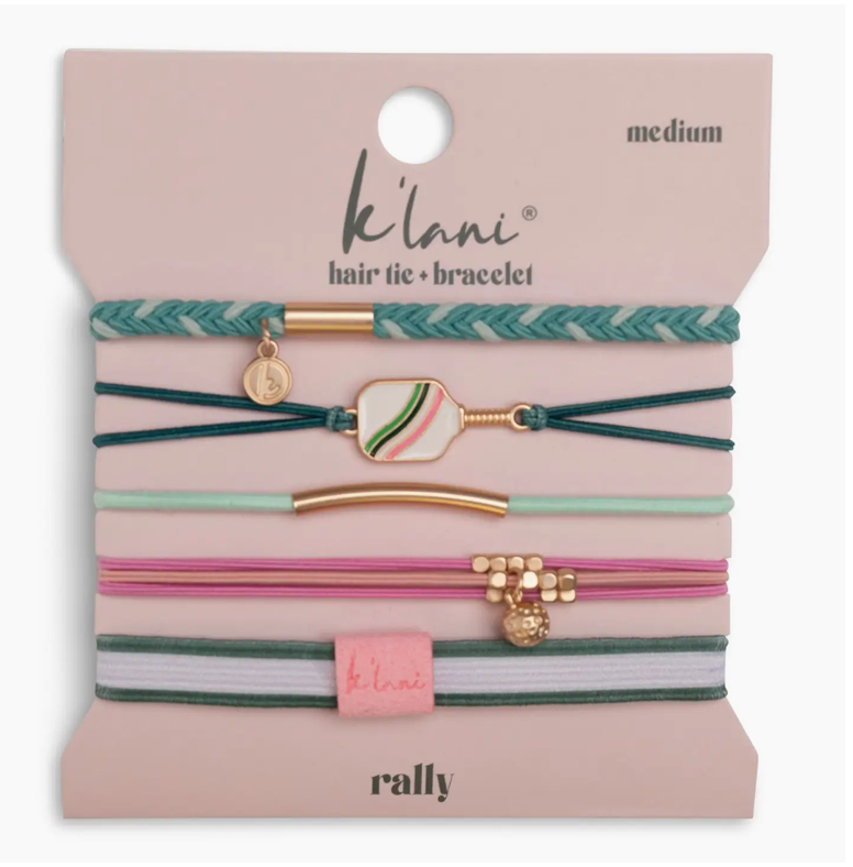 "Rally" Pickleball with Pink and Green Hair Tie Bracelets