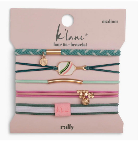 "Rally" Pickleball with Pink and Green Hair Tie Bracelets