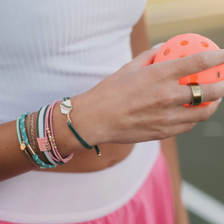 "Rally" Pickleball with Pink and Green Hair Tie Bracelets