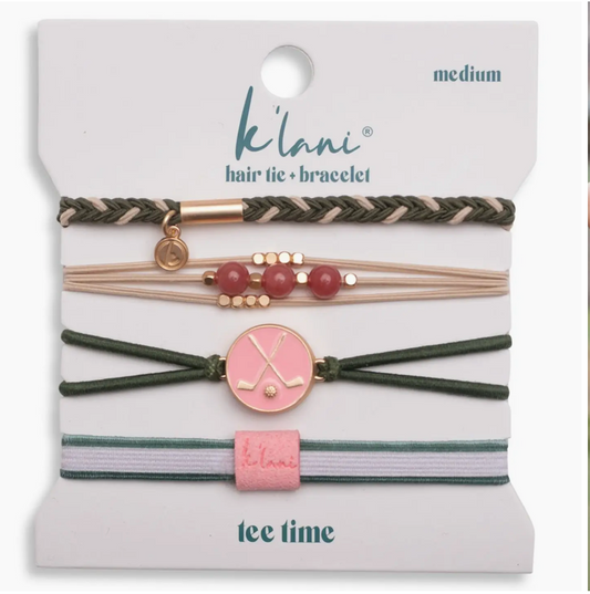 "Tee Time" Green and Pink Hair Tie Bracelets with Removable Ball Marker