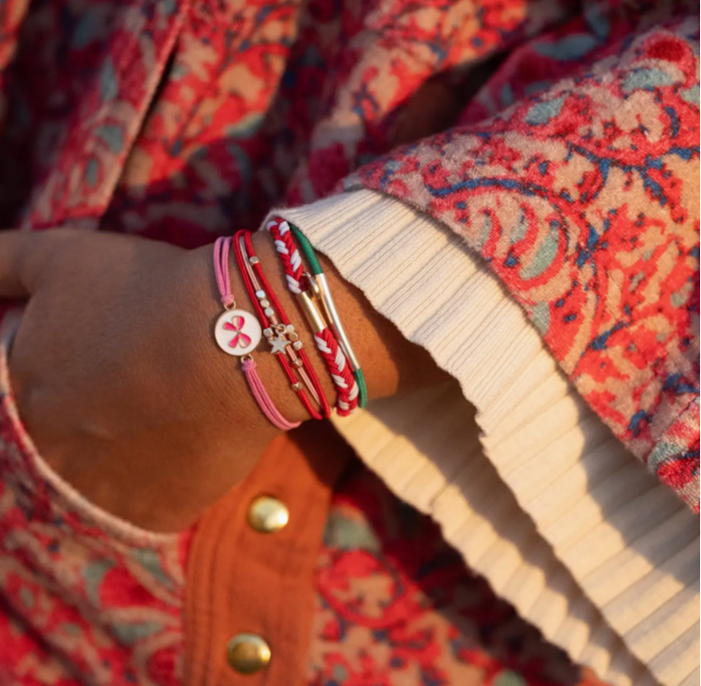 "Joy" Red & Green Holiday Hair Tie Bracelets